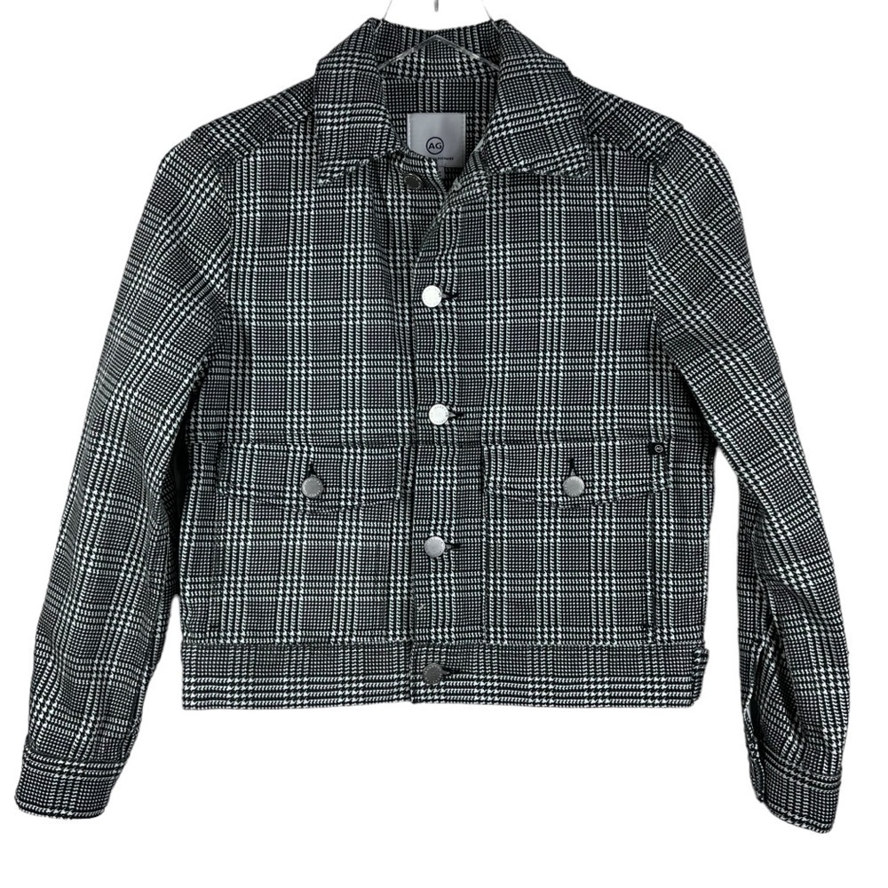 Ag Black & White Houndstooth Trucker Style Jacket